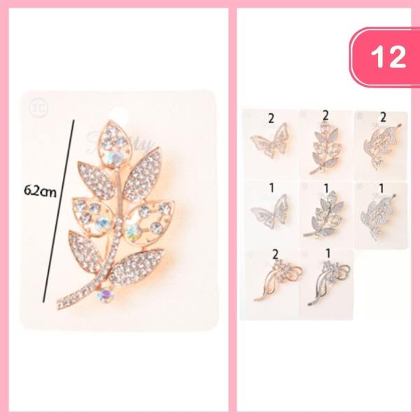 RHINESTONE BUTTERFLY LEAF BROOCH (12 UNITS)