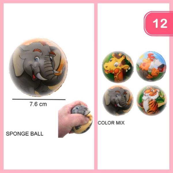 ANIMAL SPONGE BALL (12 UNITS)