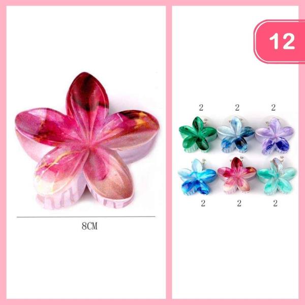 HAWII FLOWER HAIR CLAW CLIP (12 UNITS)