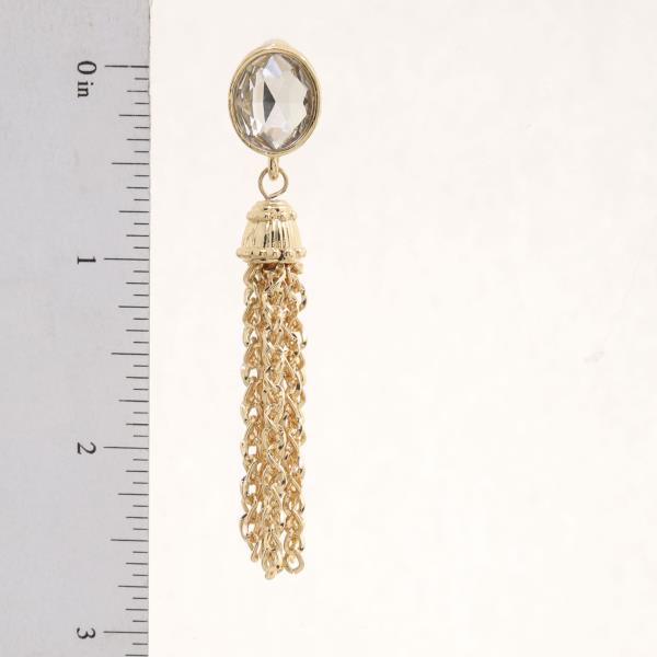 OVAL CRYSTAL CHAIN TASSEL DANGLE EARRING
