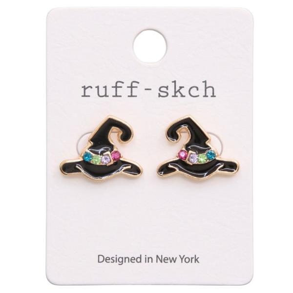 HALLOWEEN WITCH HAT RHINESTONE EARRING