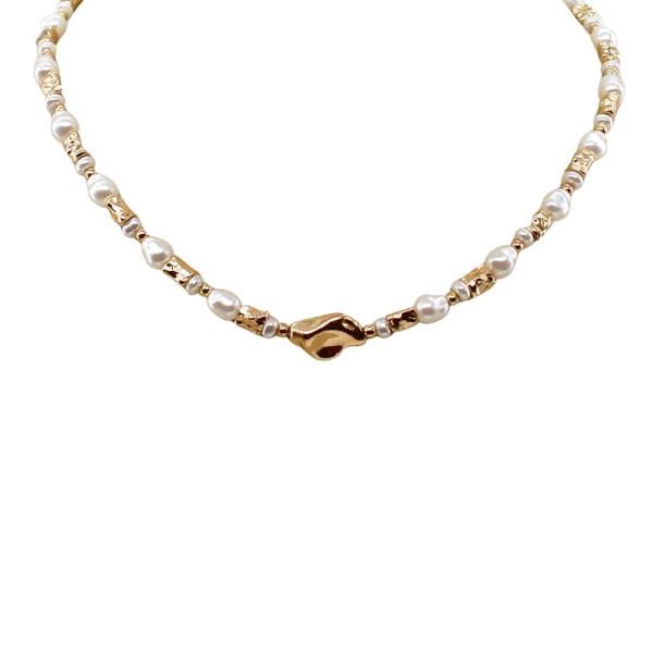 METAL PEARL BEAD NECKLACE