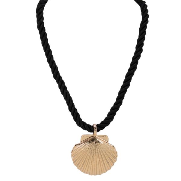 ROPE METAL SHELL PENDANT NECKLACE