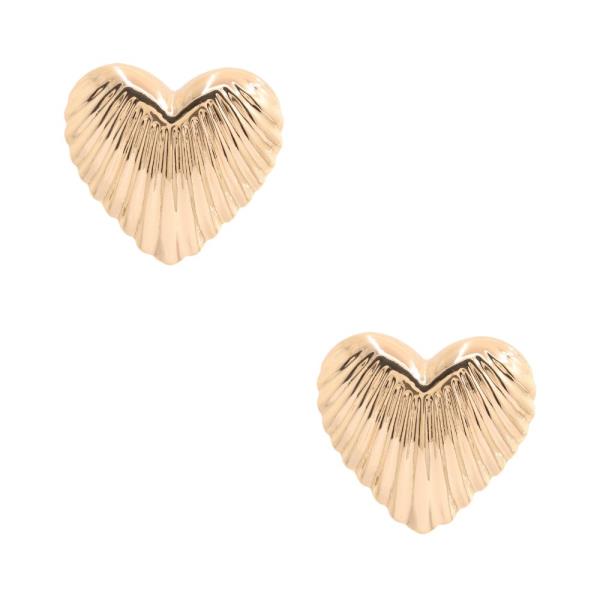 TEXTURED HEART GOLD DIPPED EARRING