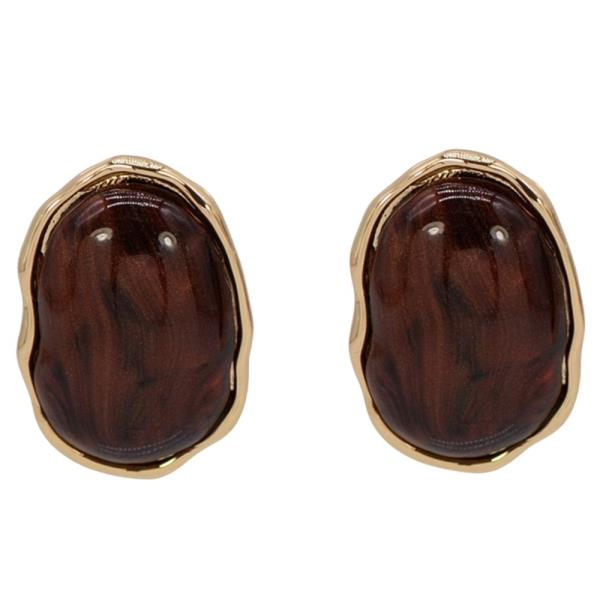 SMOOTH METAL OVAL RESIN POST EARRING