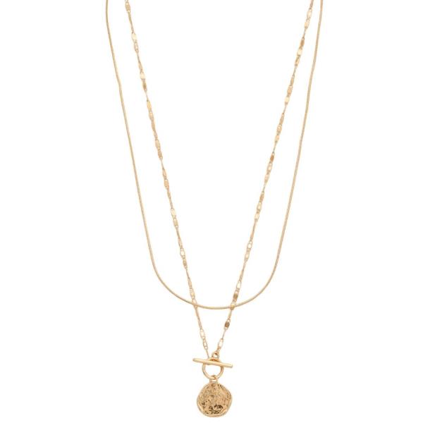 HAMMERED METAL DISC LAYERED NECKLACE