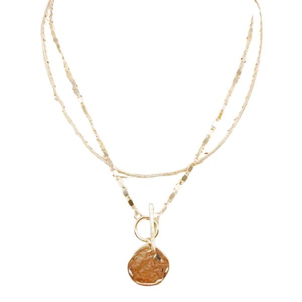 HAMMERED METAL DISC LAYERED NECKLACE
