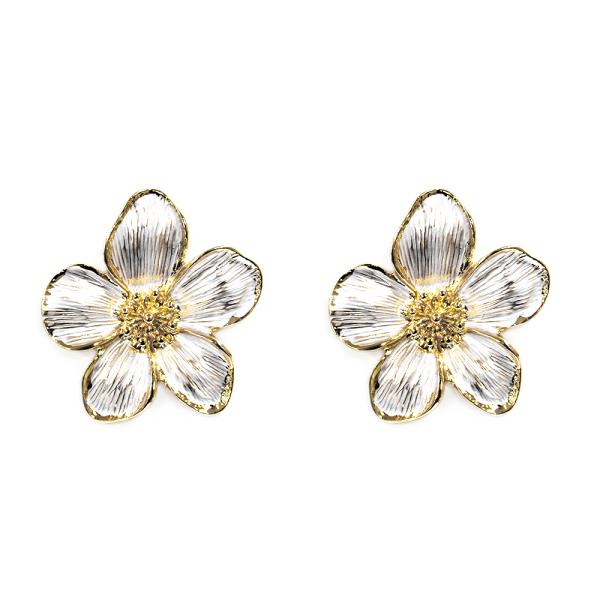 TWO TONE FLOWER SHAPE EARRING