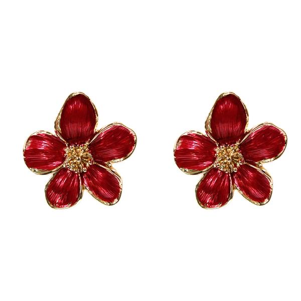 TEXTURED METAL FLOWER STUD EARRING