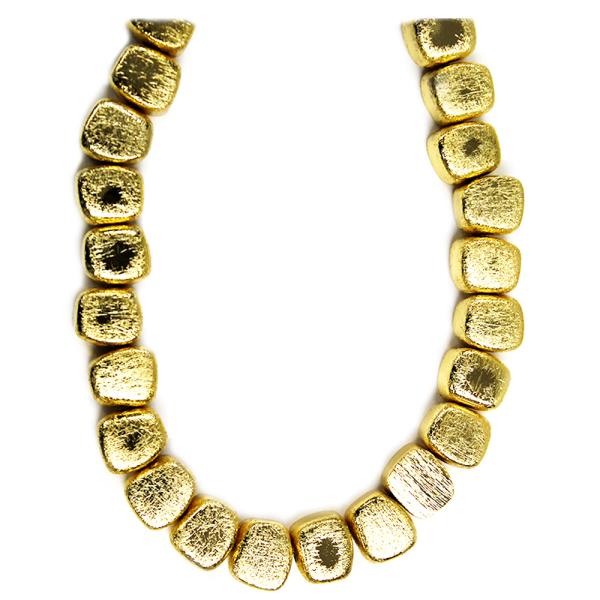 TEXTURED BEAD METAL NECKLACE