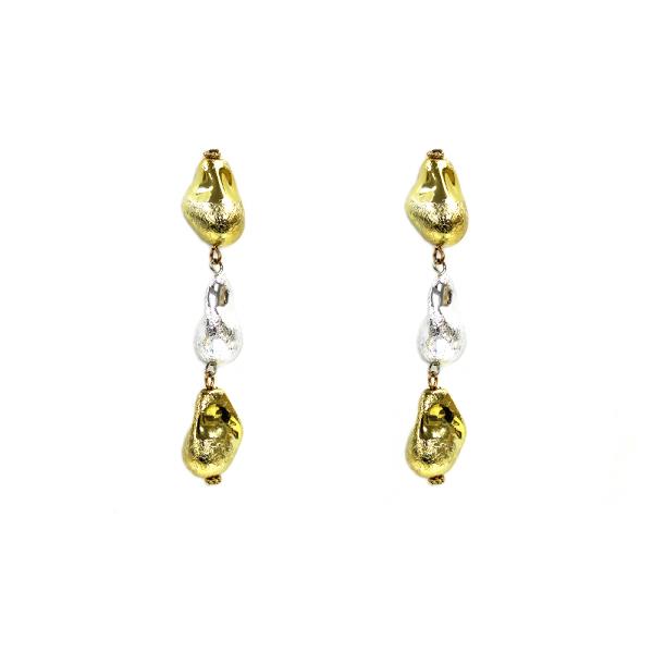 TWO TONE BEADED DANGLE EARRING