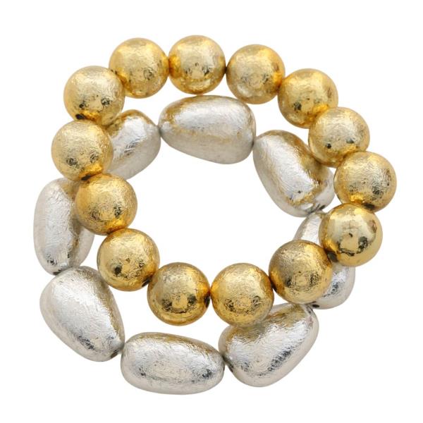TEXTURED BEADED BRACELET SET