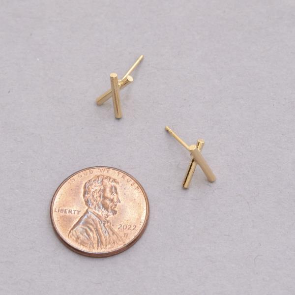 14K GOLD DIPPED CRISS CROSS STUD EARRING