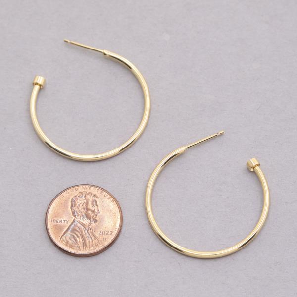 14K GOLD DIPPED C HOOP EARRING
