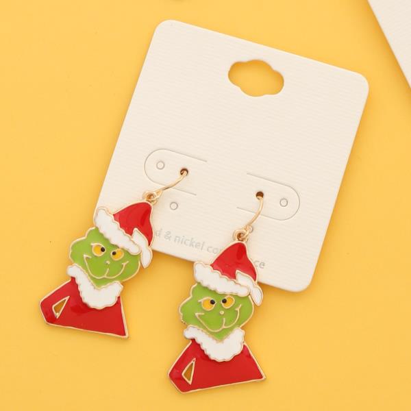 SANTA CLAUS GRINCH CHRISTMAS DANGLE EARRING