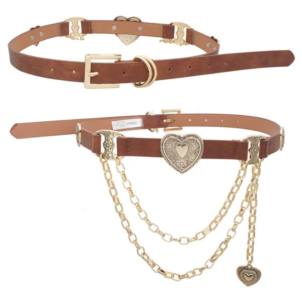 VINTAGE HEART CONCHO LINK & HEART CHARM DRAPE BELT