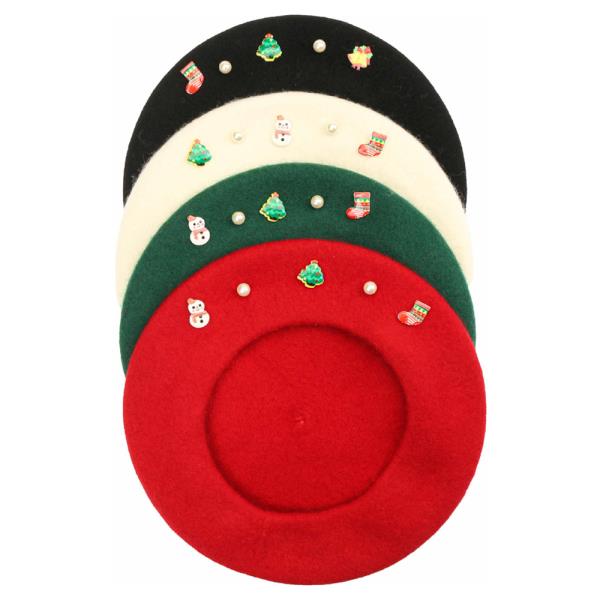 CHRISTMAS CHARM PEARL BERET HAT