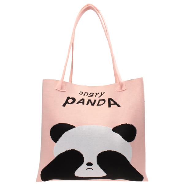 ANGRY PANDA KNITTED SHOULDER BAG
