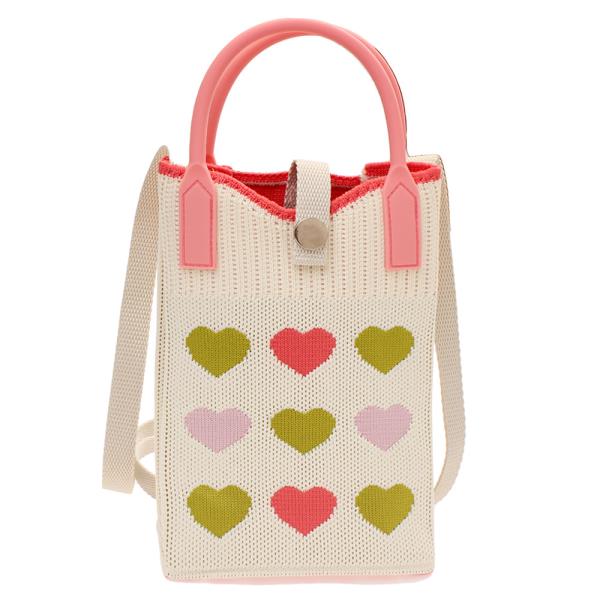 KNITTED HEART TOTE CROSS BODY BAG