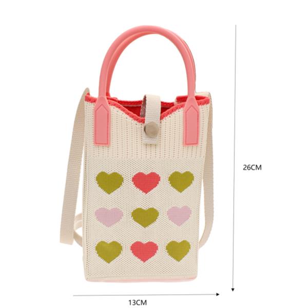 KNITTED HEART TOTE CROSS BODY BAG