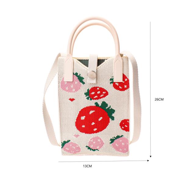 KNITTED STRAWBERRY TOTE CROSS BODY BAG