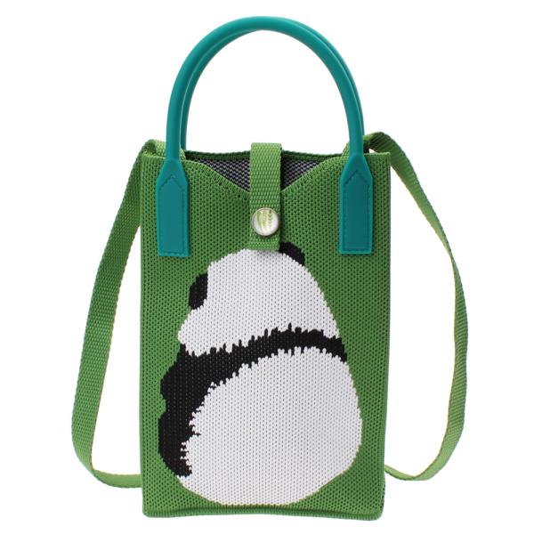 KNITTED PANDA TOTE CROSS BODY BAG