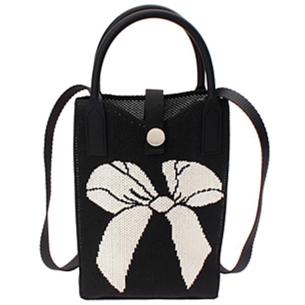 KNITTED BOW TOTE CROSS BODY BAG