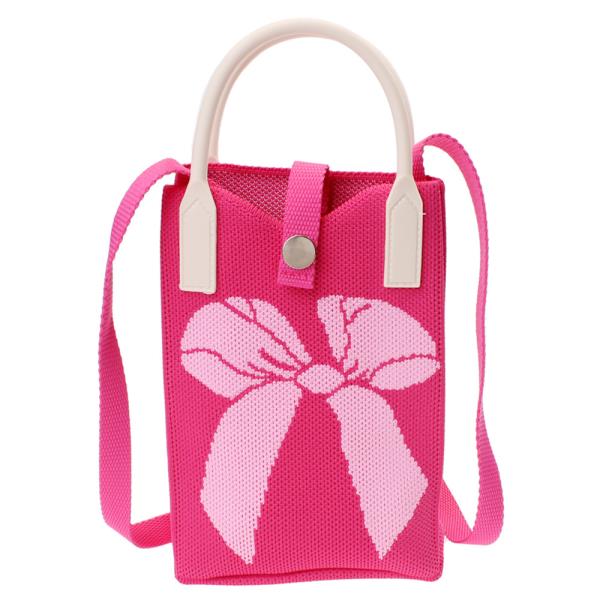 KNITTED BOW TOTE CROSS BODY BAG