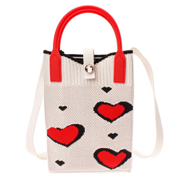 KNITTED HEART TOTE CROSS BODY BAG