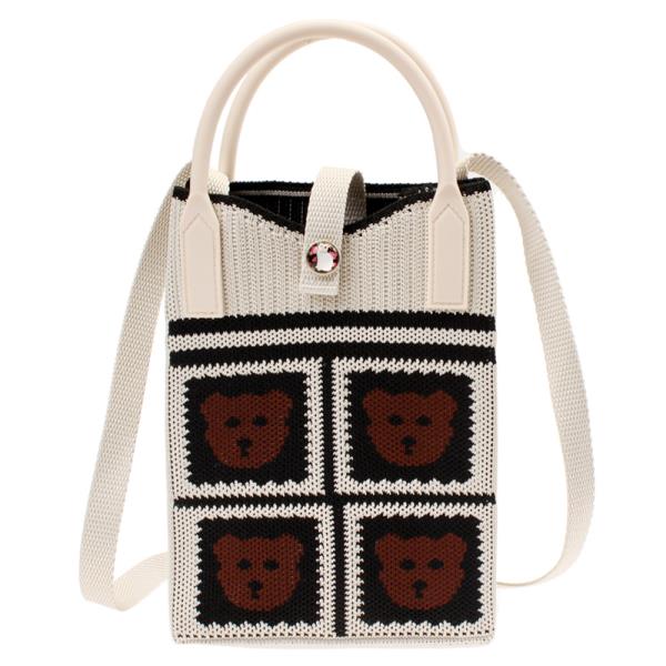 KNITTED BEAR TOTE CROSS BODY BAG