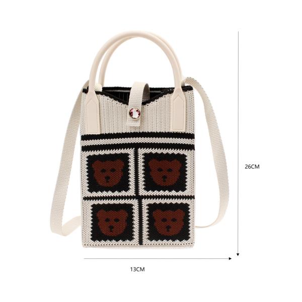 KNITTED BEAR TOTE CROSS BODY BAG