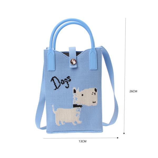 KNITTED DOG TOTE CROSS BODY BAG