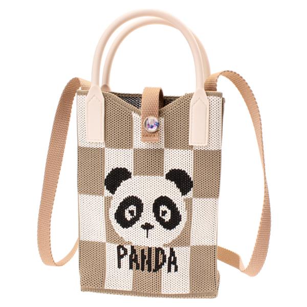 KNITTED PANDA TOTE CROSS BODY BAG