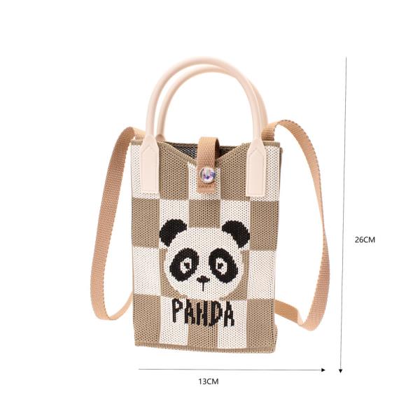 KNITTED PANDA TOTE CROSS BODY BAG