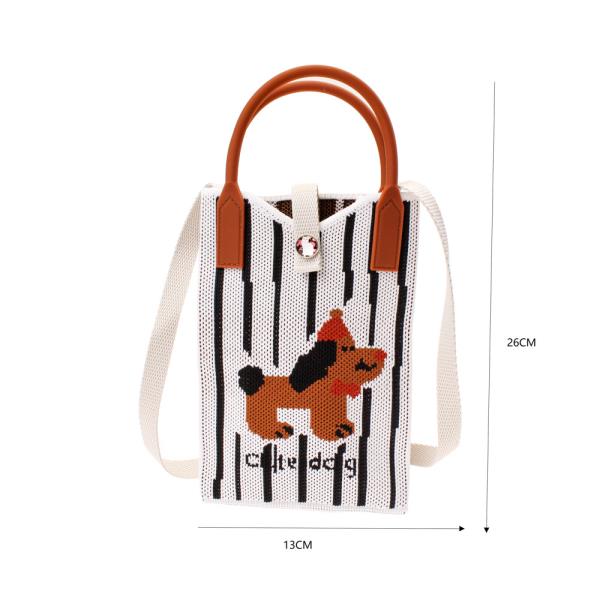 KNITTED CUTE DOG TOTE CROSS BODY BAG
