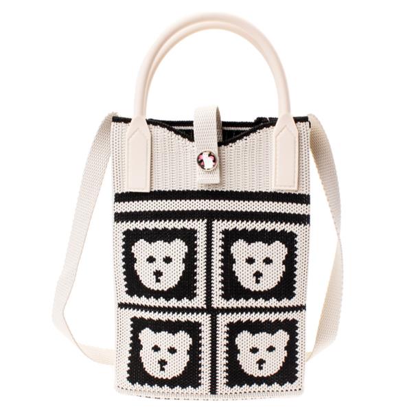 KNITTED BEAR TOTE CROSS BODY BAG
