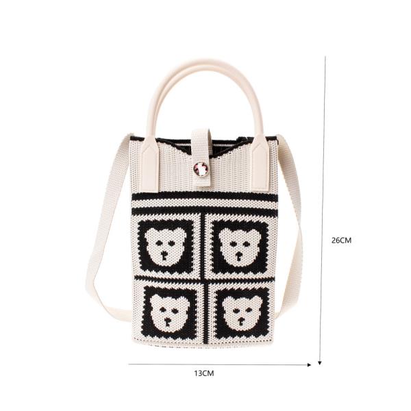 KNITTED BEAR TOTE CROSS BODY BAG