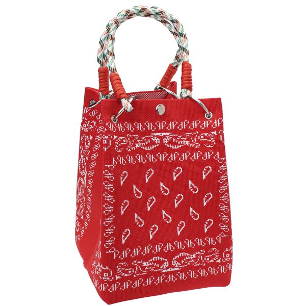 KNITTED BANDANA PATTERN TOTE CROSS BODY BAG