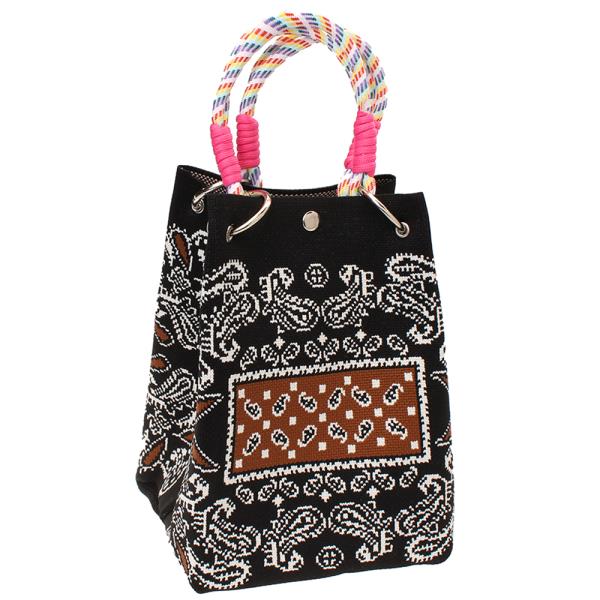 BANDANA PRINT KNITTED TOTE CROSS BODY BAG