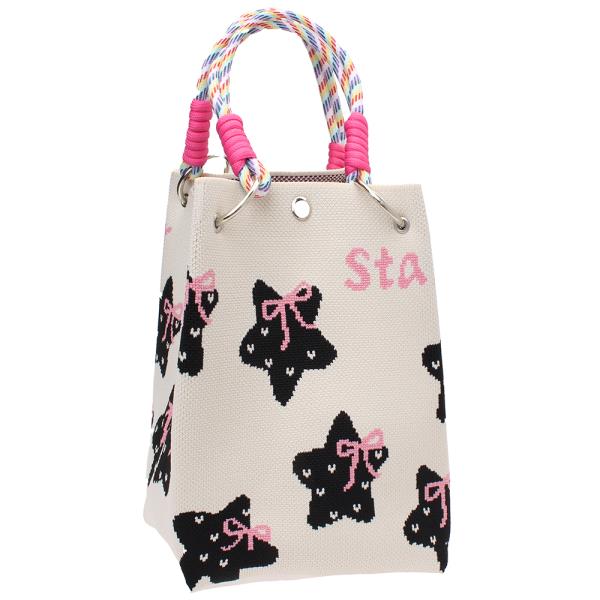 HEART STAR BOW KNITTED TOTE CROSS BODY BAG