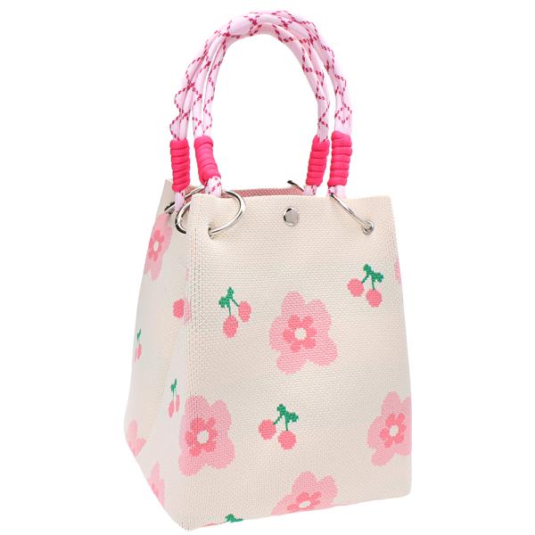 FLOWER CHERRY KNITTED TOTE CROSS BODY BAG
