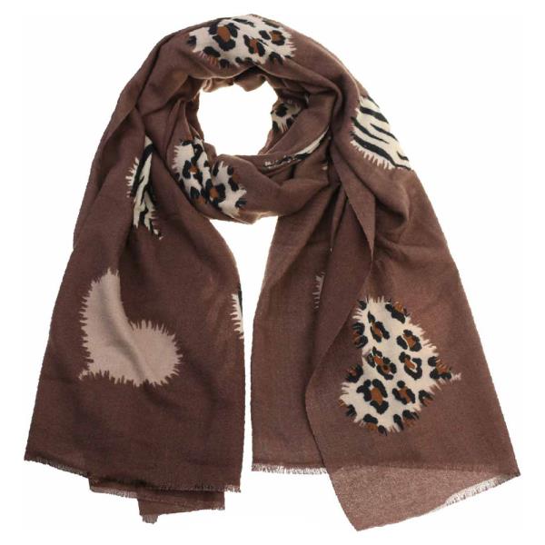 SOFT LIGHTWEIGHT LEOPARD HEART OBLONG SCARF