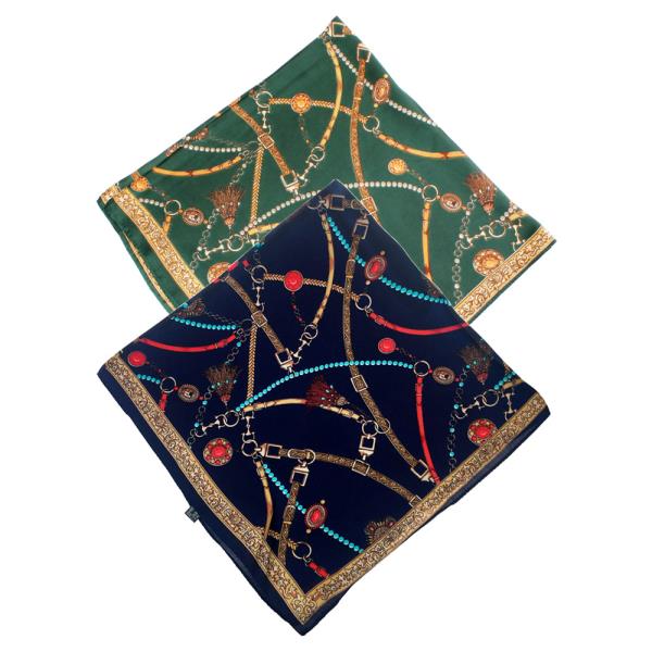 BELT PATTERN SILKY BANDANA SQUARE SCARF