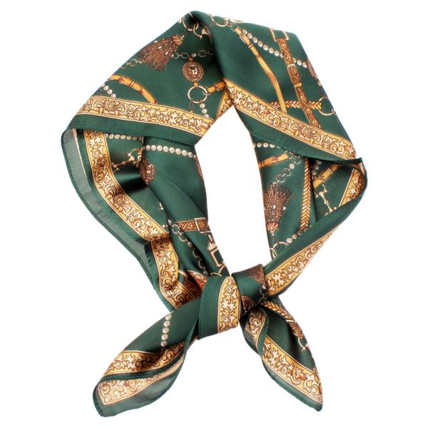 BELT PATTERN SILKY BANDANA SQUARE SCARF