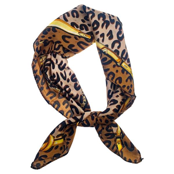 LEOPARD PATTERN SILKY BANDANA SQUARE SCARF