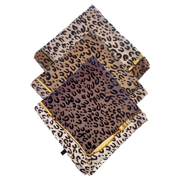 LEOPARD PATTERN SILKY BANDANA SQUARE SCARF