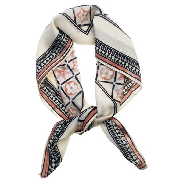 FLOWER PATTERN SILKY BANDANA SQUARE SCARF