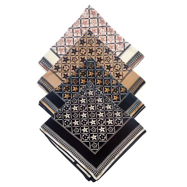 FLOWER PATTERN SILKY BANDANA SQUARE SCARF