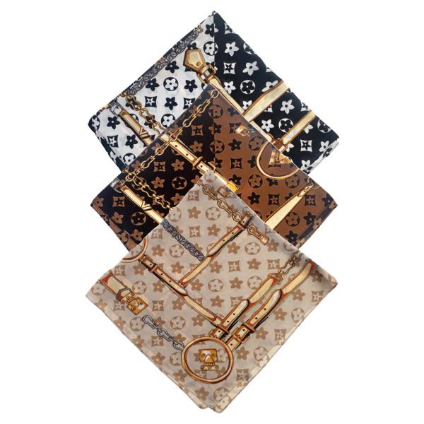 FLOWER PATTERN SILKY BANDANA SQUARE SCARF
