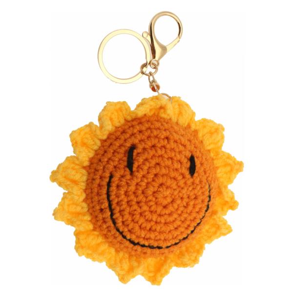 SMILEY SUN CROCHET KNIT KEYCHAIN
